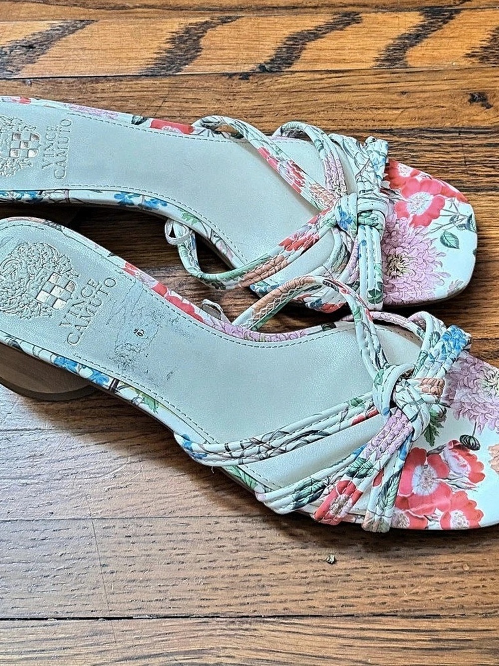 Vince Camuto Floral Print Strappy Block Heel Sandals Women’s Size 8M